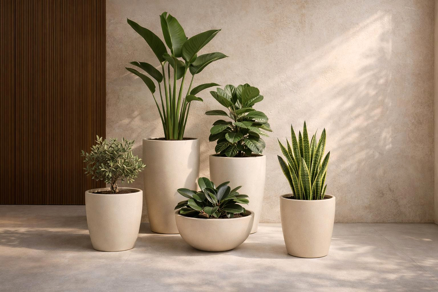 Maceta en barro esmaltado Emilia en color crema